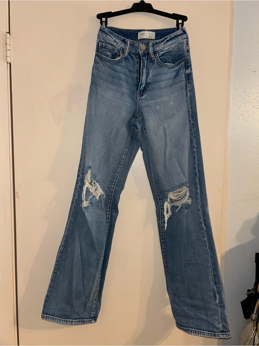 BKE Women's Light Blue High-Rise Wide-Leg Jeans